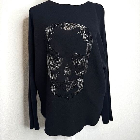 Vila Milano Y2K Embellished Diamonte Skull Witchy Sweater Black Sz Small - Picture 1 of 8